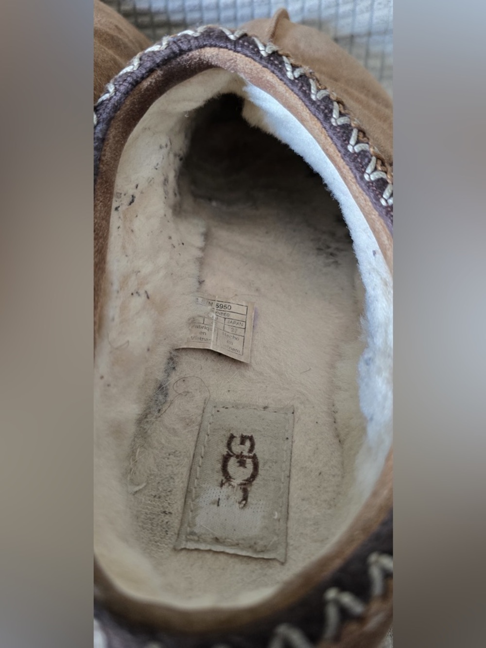 UGG Brown Suede Slip-On Shearling Lined Slippers - Picture 5 of 12